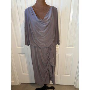 Adrianna Papell Womens Draped Cowl Neck Dress 14W Taupe Jersey